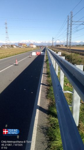 Lavori in corso per la messa in sicurezza della SP82 Chivasso–Montanaro