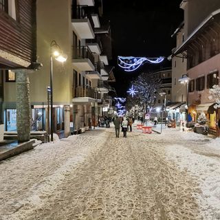 neve alberi e montagne