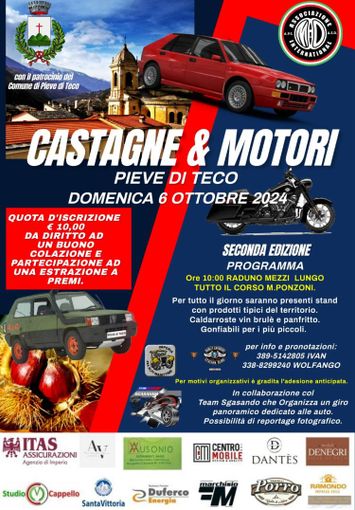 Pieve di Teco, domenica torna l'appuntamento con “Castagne & motori”: una giornata all'insegna di sport, buon cibo e tradizioni Pieve di Teco, domenica torna l'appuntamento con “Castagne & motori”: una giornata all'insegna di sport, buon cibo e tradizioni