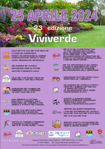 A Castell'Alfero un ricco 25 aprile con "Viviverde" e la festa della Liberazione A Castell'Alfero un ricco 25 aprile con "Viviverde" e la festa della Liberazione
