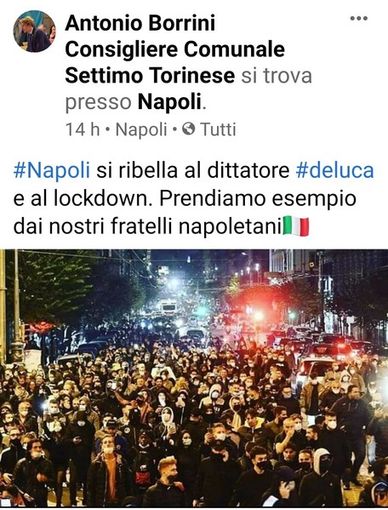 Il post del consigliere Borrini a seguito dei fatti di Napoli Il post del consigliere Borrini a seguito dei fatti di Napoli