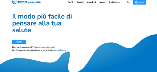 homepage del sito salute piemonte