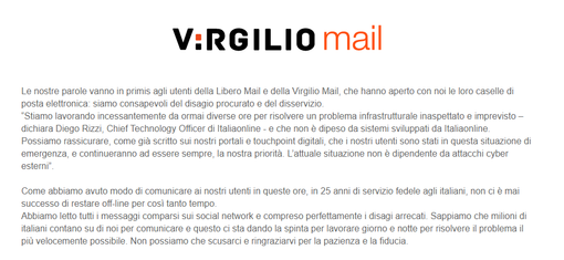 messaggio di scuse Virgilio