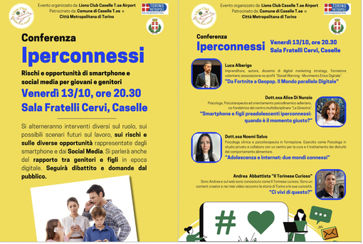 Lions Club Caselle organizza la conferenza “Iperconnessi – Rischi e opportunità di smartphone e social media per giovani e genitori” Lions Club Caselle organizza la conferenza “Iperconnessi – Rischi e opportunità di smartphone e social media per giovani e genitori”