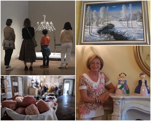 Saluzzo, momenti di Start 2022 nel fine settimana fino all'8 maggio. In foto un'opera di Nino Parola e le bambole di Giuliana Risso Rivoira