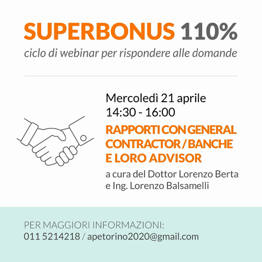 Superbonus 110%: terzo incontro online su Zoom con Ape Confedilizia Torino