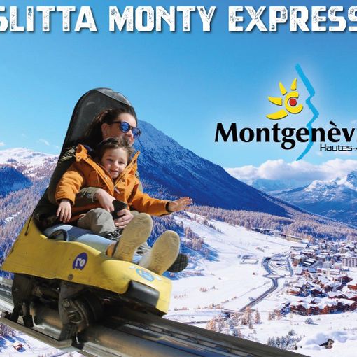 Vivi un'esperienza unica scendendo con Monty Express a 45 km/h in un paesaggio innevato o notturno