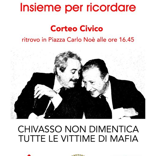 Locandina per manifestazione antimafia con Falcone e Borsellino