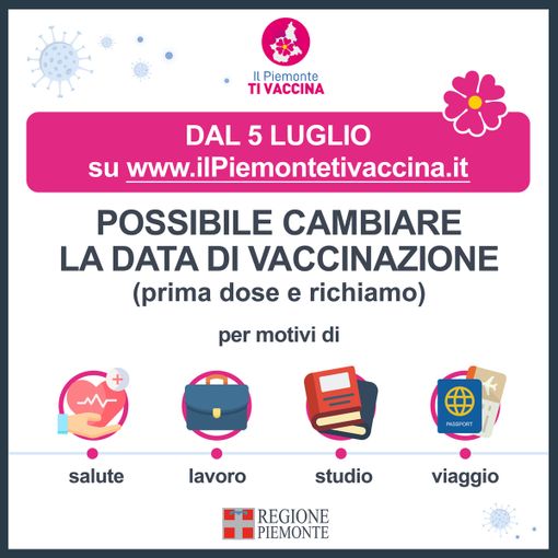Sul portale ilpiemontetivaccina.it sarà possibile cambiare la data del vaccino