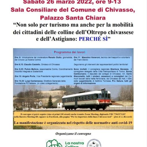 Sabato a Chivasso un convegno sulla riattivazione della linea ferroviaria con Asti