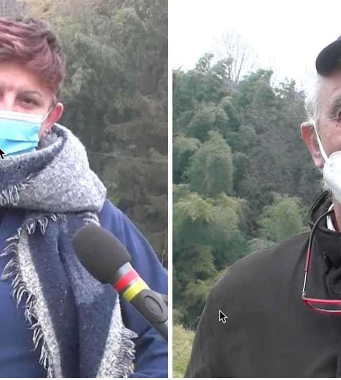 Gli agricoltori Pier Luigi Lagna e Lauretta Minetto e, sotto, i danni ai campi