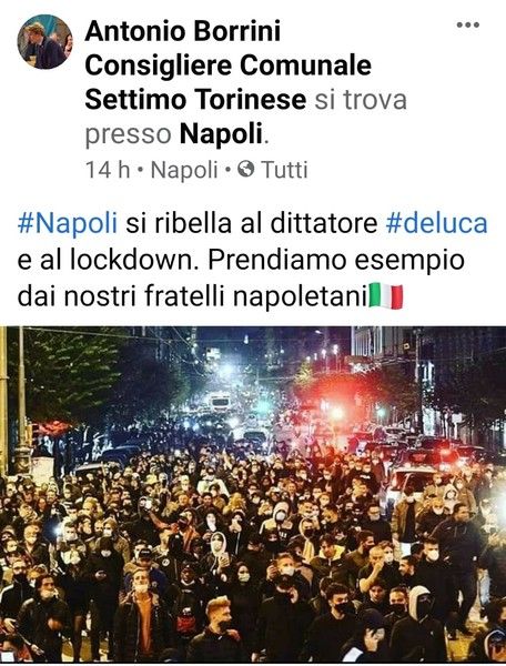 Il post del consigliere Borrini a seguito dei fatti di Napoli