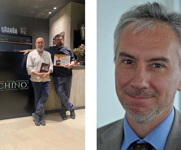 Il Nocciolino d'oro Gian Luigi Giachino, con il figlio Alessandro e il Nocciolino d’Tola, Massimo Gaudina
