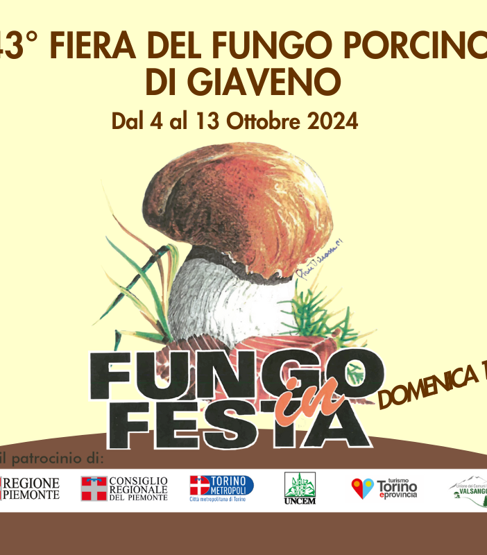 Giaveno ospita dal 4 al 13 ottobre 2024 la 43esima Fiera del Fungo Porcino