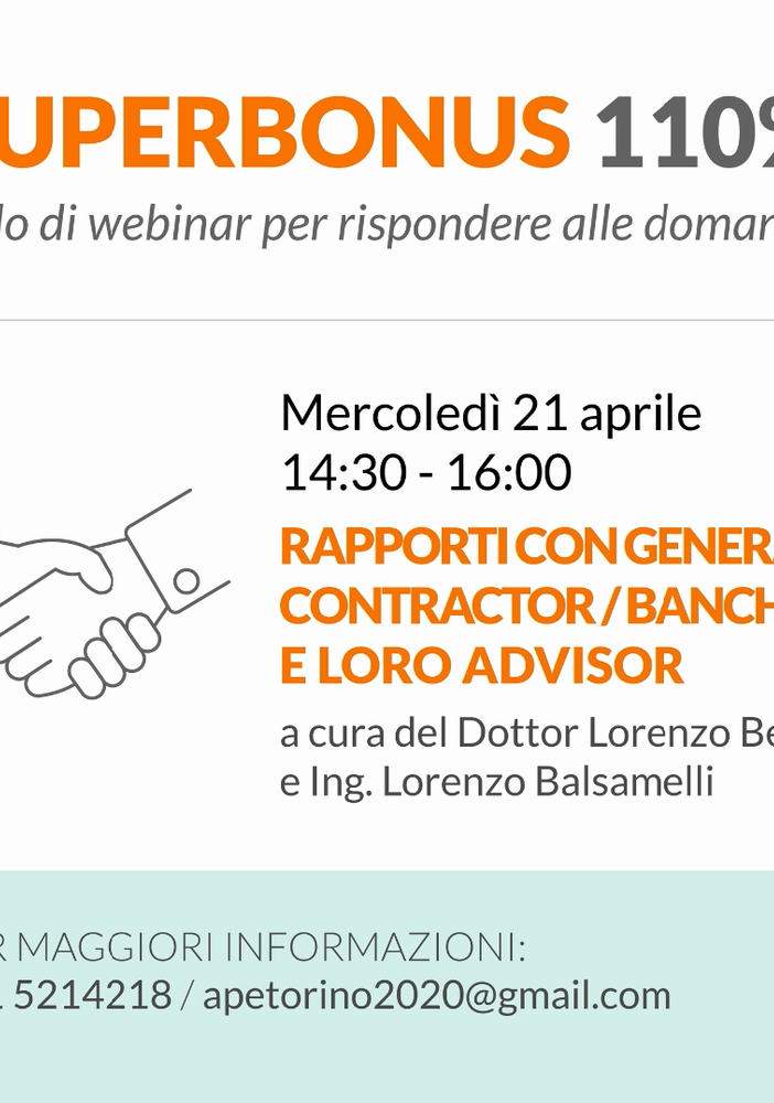 Superbonus 110%: terzo incontro online su Zoom con Ape Confedilizia Torino