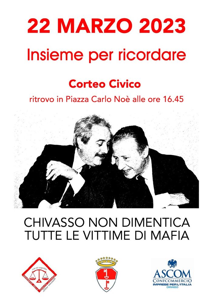 Locandina per manifestazione antimafia con Falcone e Borsellino