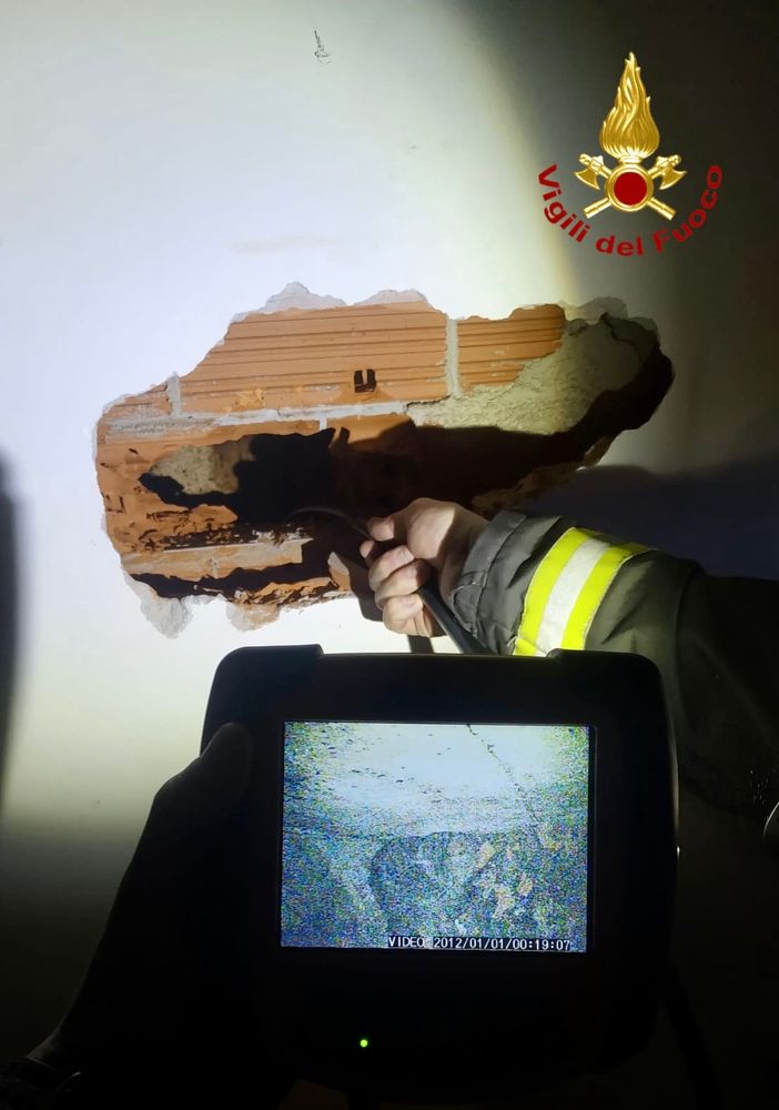 Albiano, i Vigili del Fuoco salvano gattino caduto in una canna fumaria