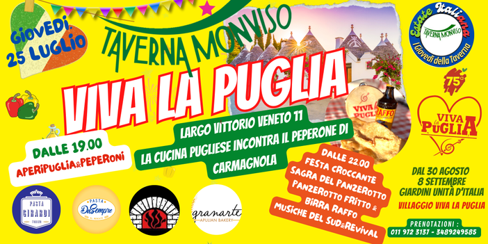 Alla “Taverna Monviso” di Carmagnola arriva “Viva la Puglia” Alla “Taverna Monviso” di Carmagnola arriva “Viva la Puglia”