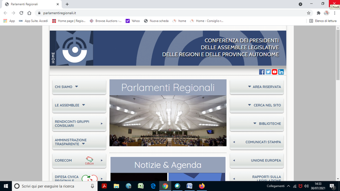 La schermata del bando