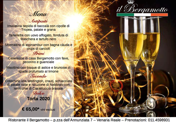 Venaria: uno scoppiettante veglione di Capodanno con Il Bergamotto