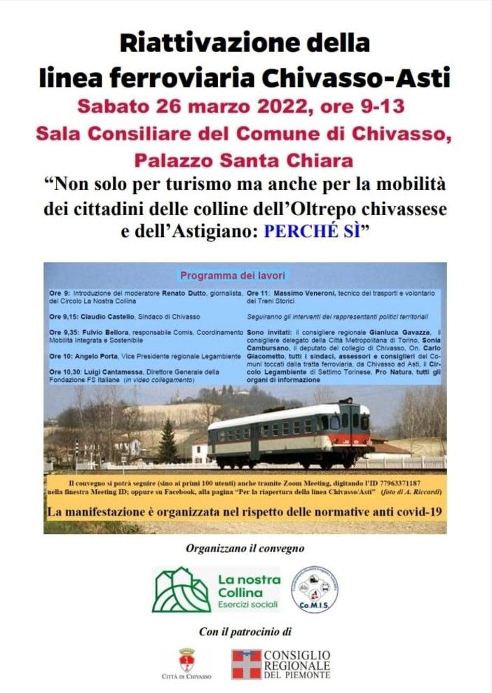 Sabato a Chivasso un convegno sulla riattivazione della linea ferroviaria con Asti Sabato a Chivasso un convegno sulla riattivazione della linea ferroviaria con Asti