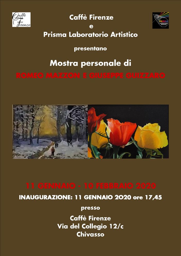 Nel 2020 al via il nuovo ciclo di mostre presso il “Caffè Firenze”: si parte con Romeo Mazzon e Giuseppe Guizzaro Nel 2020 al via il nuovo ciclo di mostre presso il “Caffè Firenze”: si parte con Romeo Mazzon e Giuseppe Guizzaro