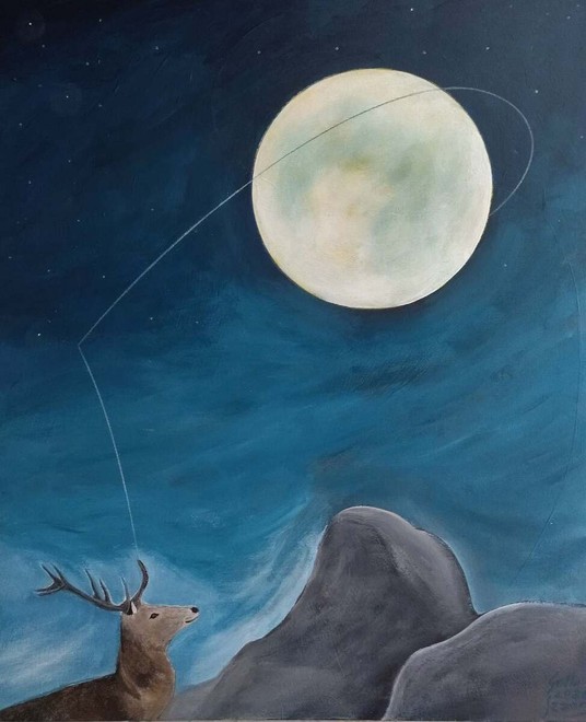 La Luna del Cervo vista dal pittore braidese Franco Gotta