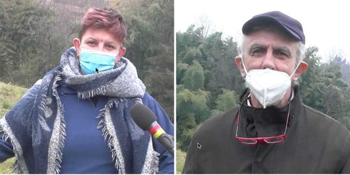 Gli agricoltori Pier Luigi Lagna e Lauretta Minetto e, sotto, i danni ai campi Gli agricoltori Pier Luigi Lagna e Lauretta Minetto e, sotto, i danni ai campi