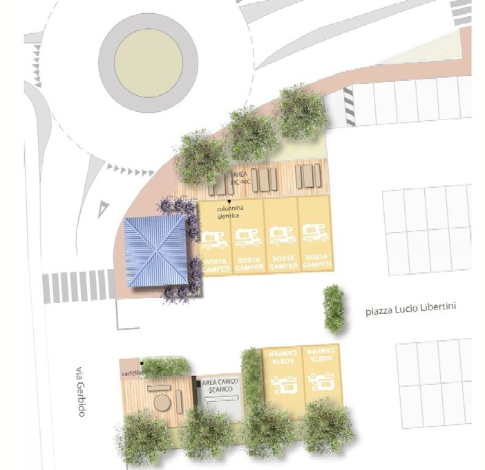 Il progetto per la nuova area camper di piazza Libertini Il progetto per la nuova area camper di piazza Libertini