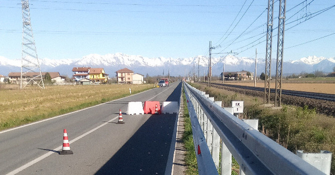 Lavori in corso per la messa in sicurezza della SP82 Chivasso–Montanaro
