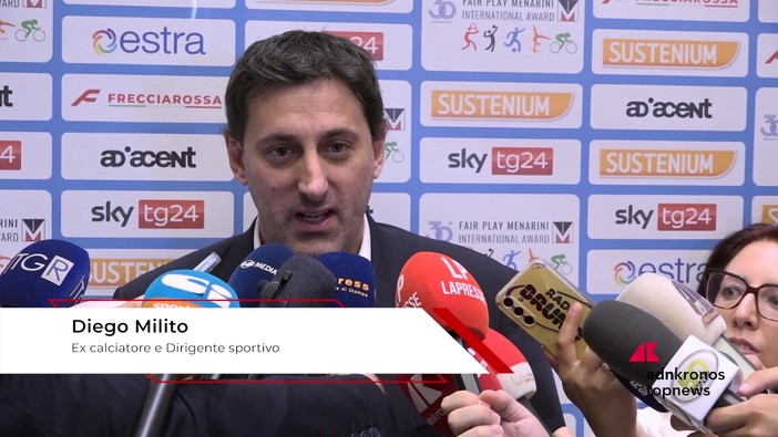 Fair Play Menarini, Milito: "Trasmettere valori cosa più importante per uno sportivo"