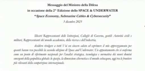 Crosetto: "Fondali marini e spazio orbitale nuovi snodi essenziali per sicurezza" Crosetto: "Fondali marini e spazio orbitale nuovi snodi essenziali per sicurezza"
