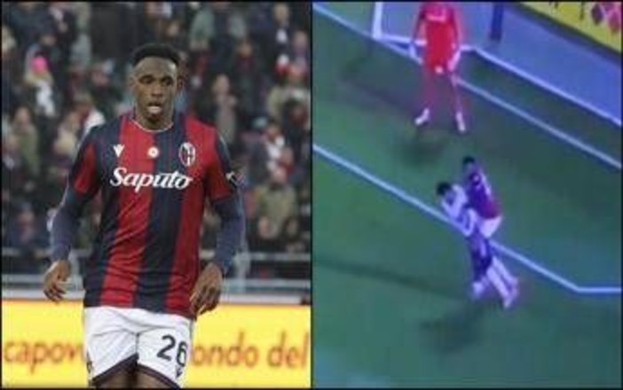 Bologna-Juve, Lucumì sbatte a terra Conceicao in area ma l'arbitro non fischia Bologna-Juve, Lucumì sbatte a terra Conceicao in area ma l'arbitro non fischia