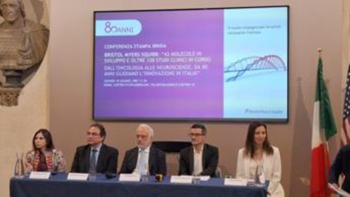 Farmaceutica: 80 anni di Bms in Italia, 42 molecole in sviluppo e 120 studi clinici in corso