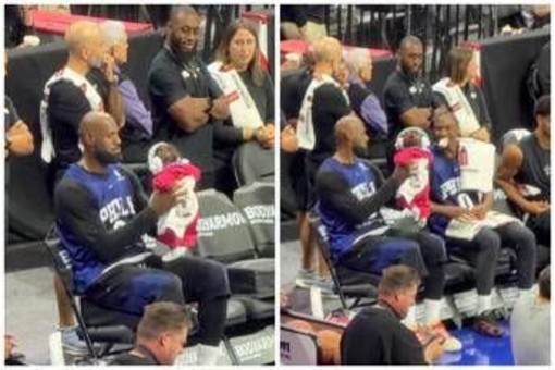 James gioca con una bambina: LeBron versione 'babysitter' in Nba