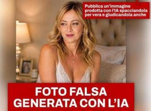 Meloni mezza nuda sul letto? La premier: "Ci deve essere scritto 'prodotto con Ai', se no abbiamo un problema" Meloni mezza nuda sul letto? La premier: "Ci deve essere scritto 'prodotto con Ai', se no abbiamo un problema"